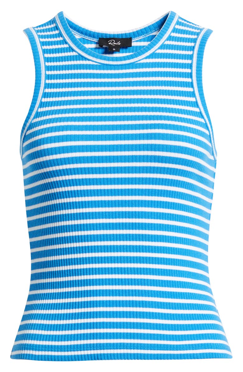 Rails The Racer Stripe Rib Knit Tank, Alternate, color, Chambray Blue Stripe