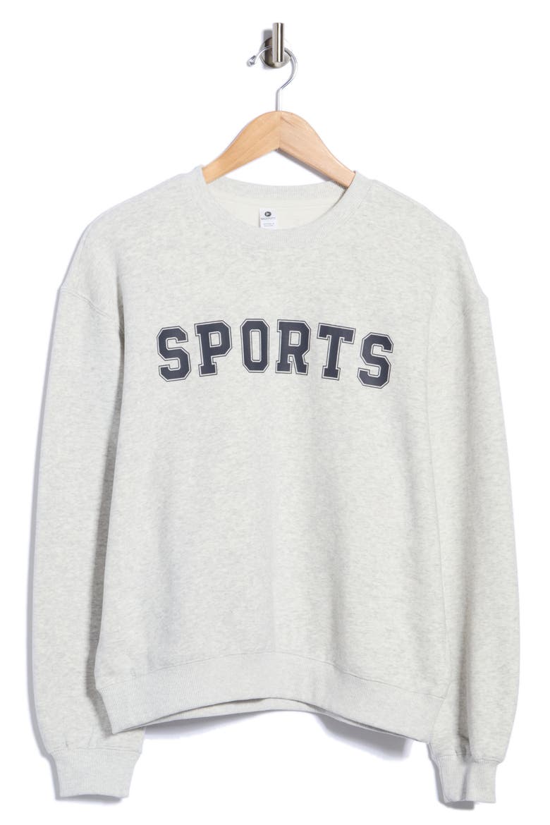 Varsity Vault Graphic Sweatshirt, Main, color, HEATHER GREY/ SKY CAPTAIN
