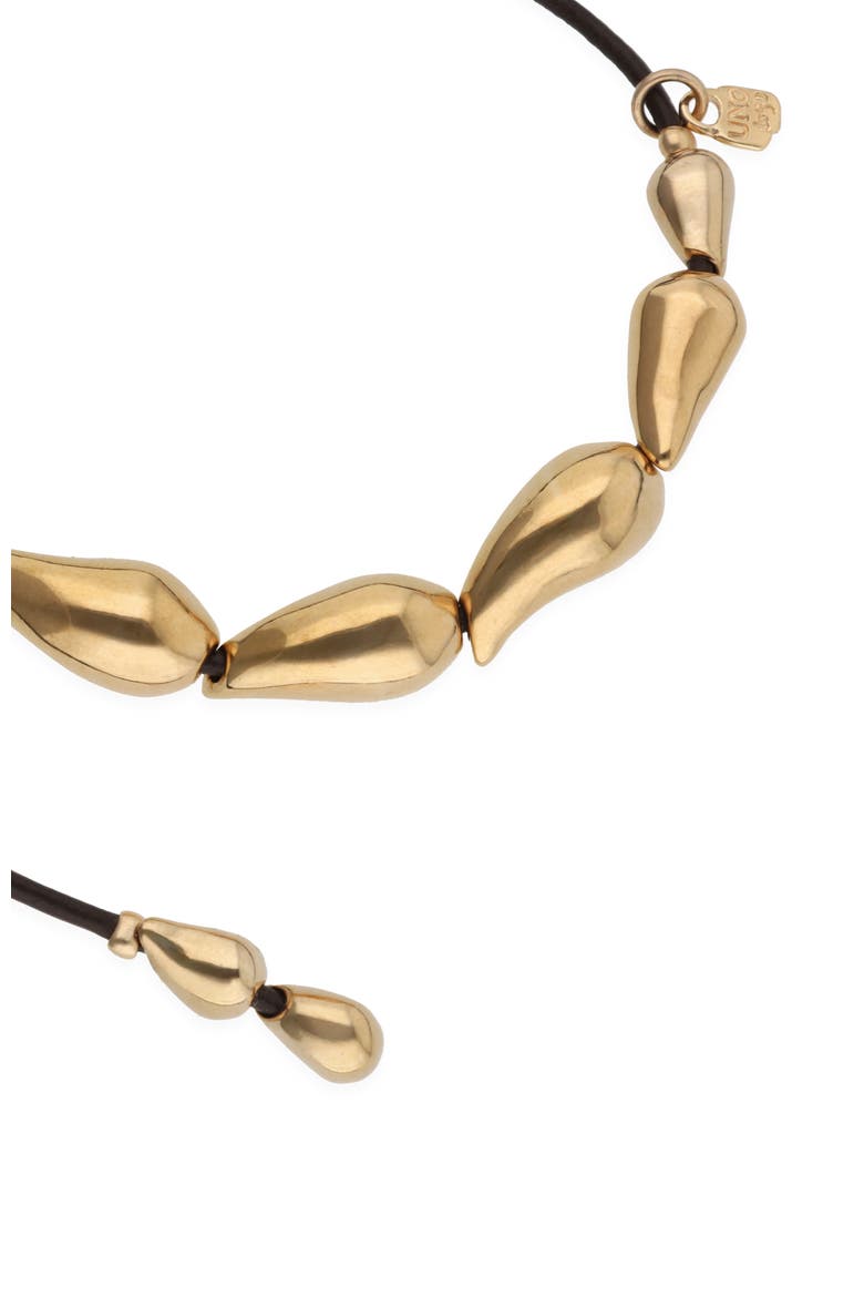 Leather Necklace with Gold-Tone Drop Details, Alternate, color, Gold