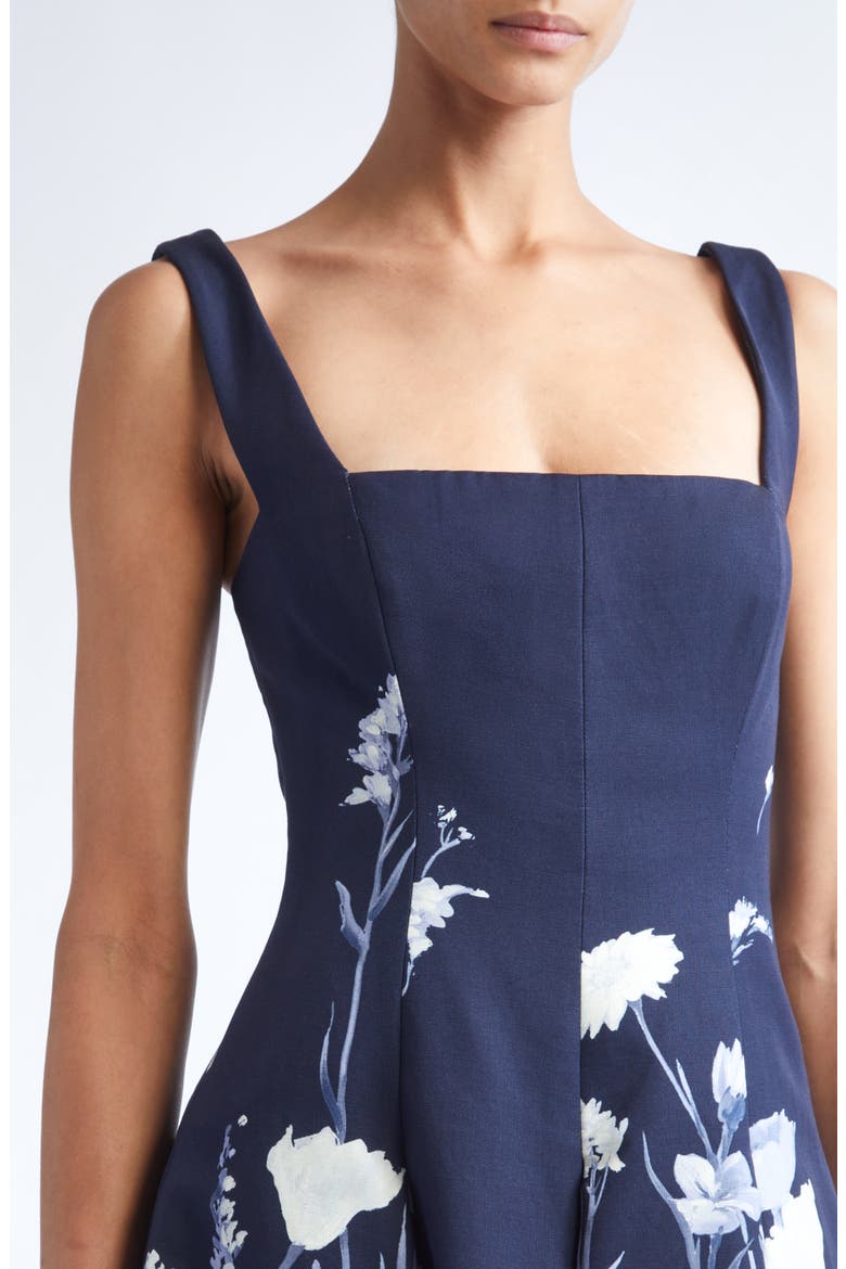 Floral Faille Fit & Flare Dress, Alternate, color, NAVY MULTI
