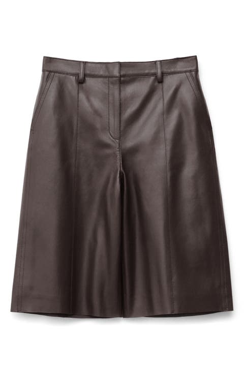 High Waist Leather Bermuda Shorts