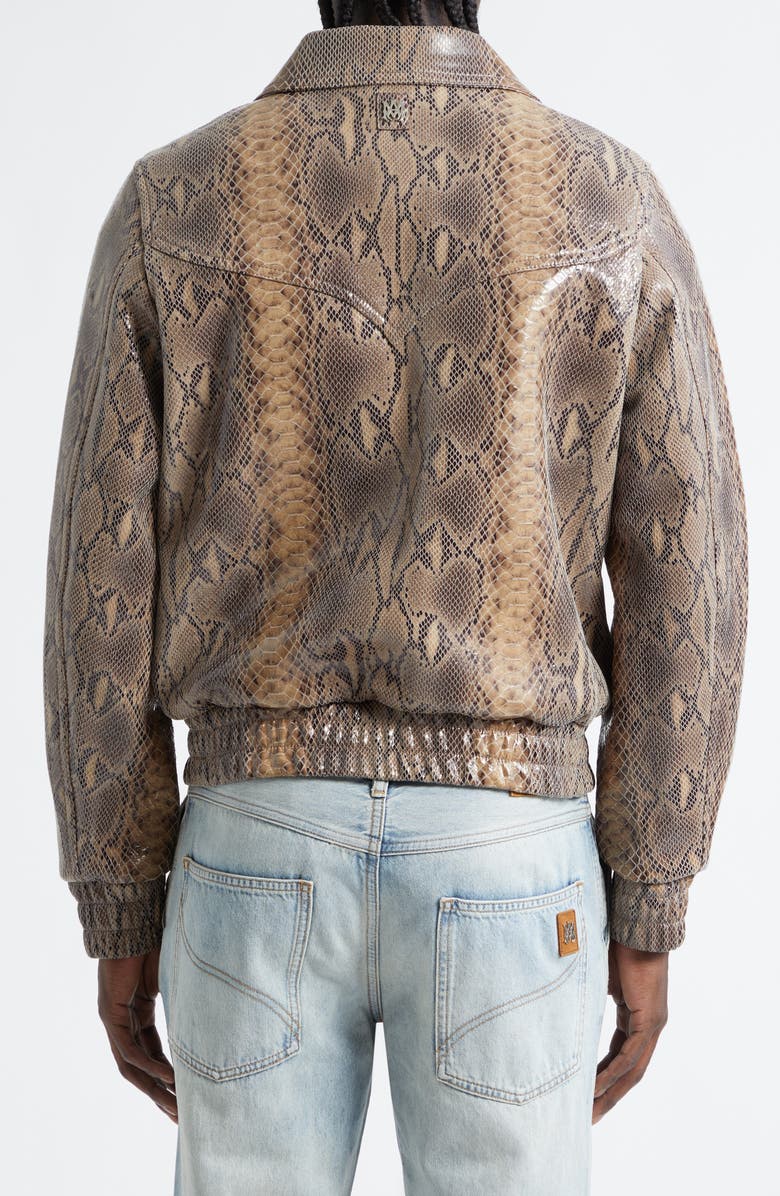 AMIRI Snake Embossed Leather Western Jacket, Alternate, color, Brown Multi