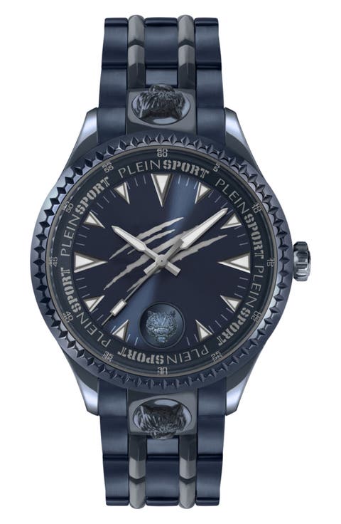 Lineman Three Hand Quartz Stainless Steel Bracelet Watch, 45mm
