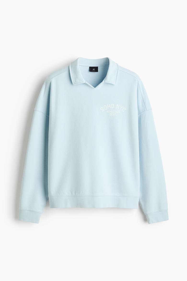 Oversized Fit Rugby Sweatshirt, Alternate, color, Light blue/Soho NYC