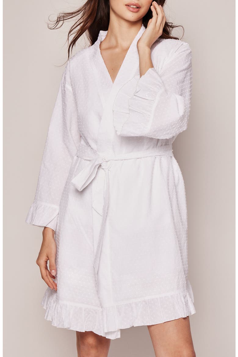 Swiss Dot Cotton Robe, Main, color, WHITE