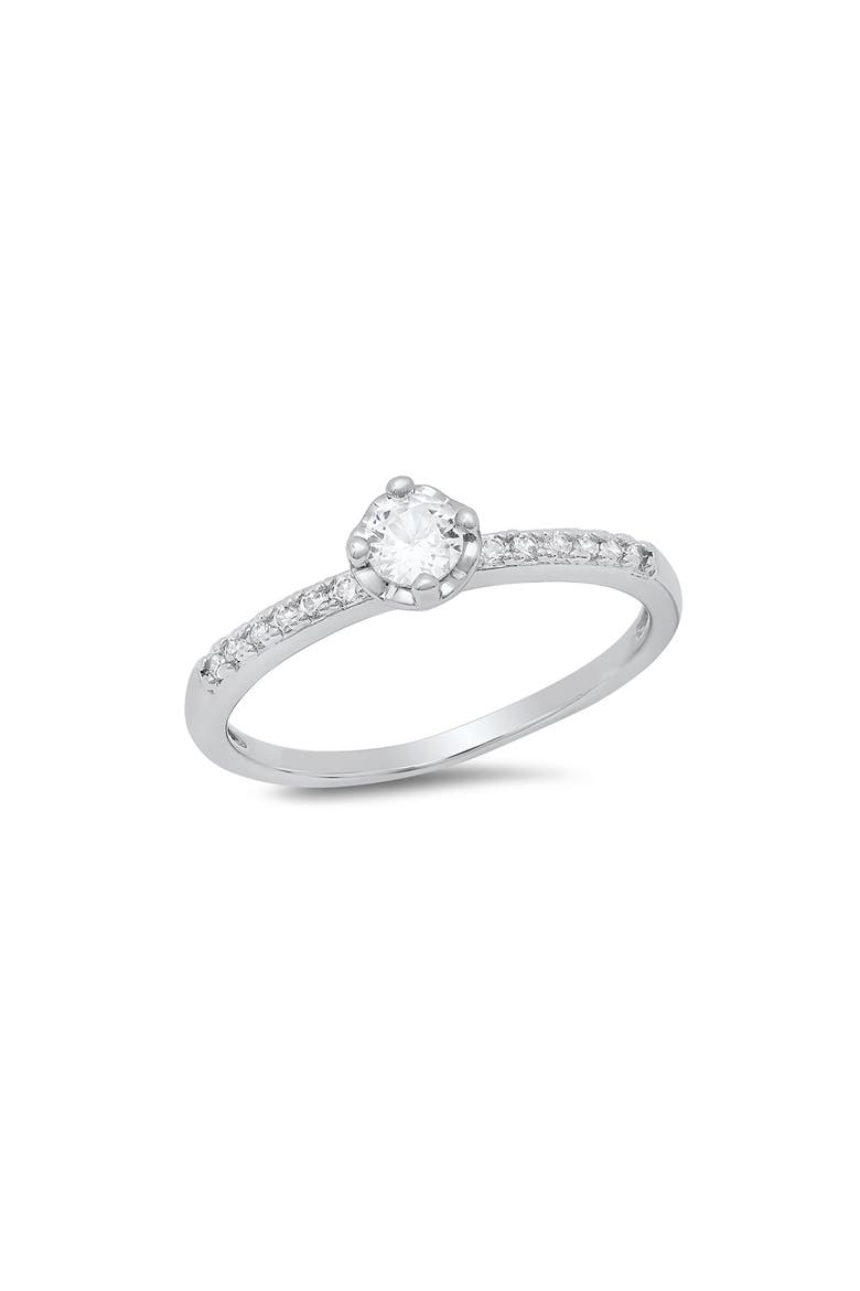 Simulated Diamond Pavé Ring, Main, color, SILVER