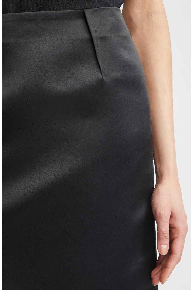 Duchesse Satin Pencil Skirt, Alternate, color, BLACK