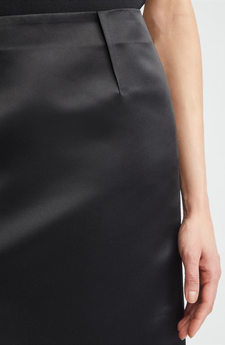 TOTEME Duchesse Satin Pencil Skirt, Alternate, color, Black