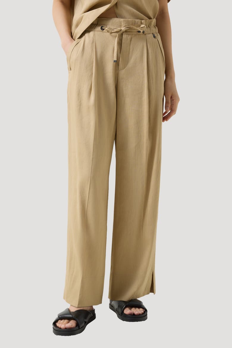 Candy linen blend pants, Alternate, color, Camel
