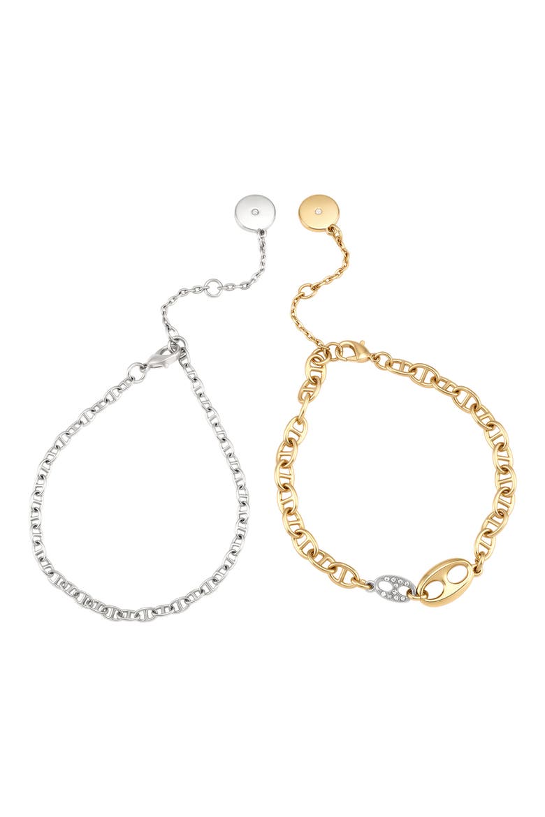 Two-Tone Crystal Bracelet Duo, Alternate, color, GOLD