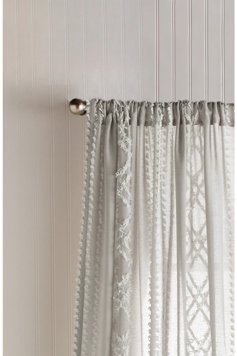 Cut Geo Back Tab Single Curtain Panel, Alternate, color, GREY