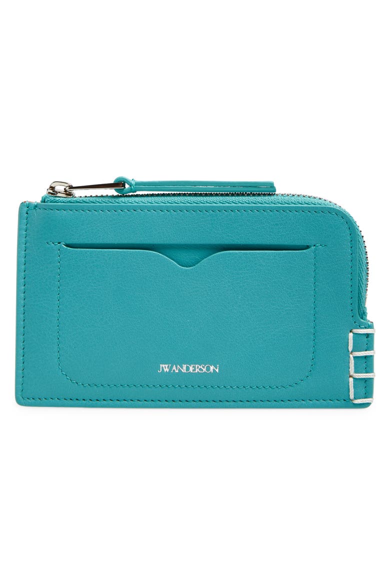 Loafer Leather Zip Wallet, Alternate, color, TURQUOISE