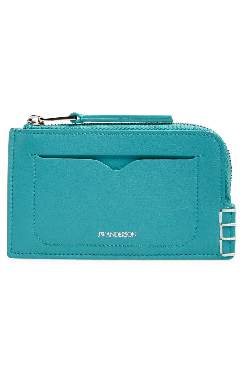 JW Anderson Loafer Leather Zip Wallet, Alternate, color, Turquoise