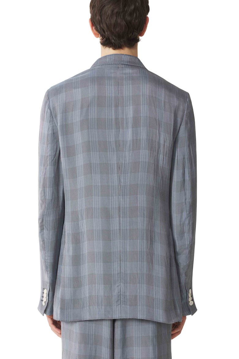 Double-Breasted Jacket In Viscose, Alternate, color, Checkered, Pale blue