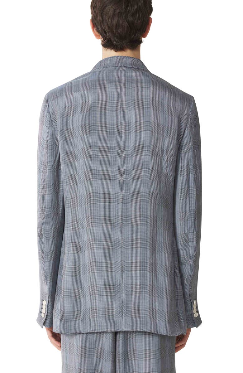 Lanvin Double-Breasted Jacket In Viscose, Alternate, color, Checkered, Pale Blue
