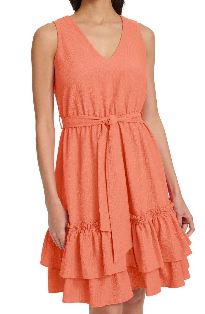Calvin Klein Sleeveless Ruffle A-Line Dress, Alternate, color, 