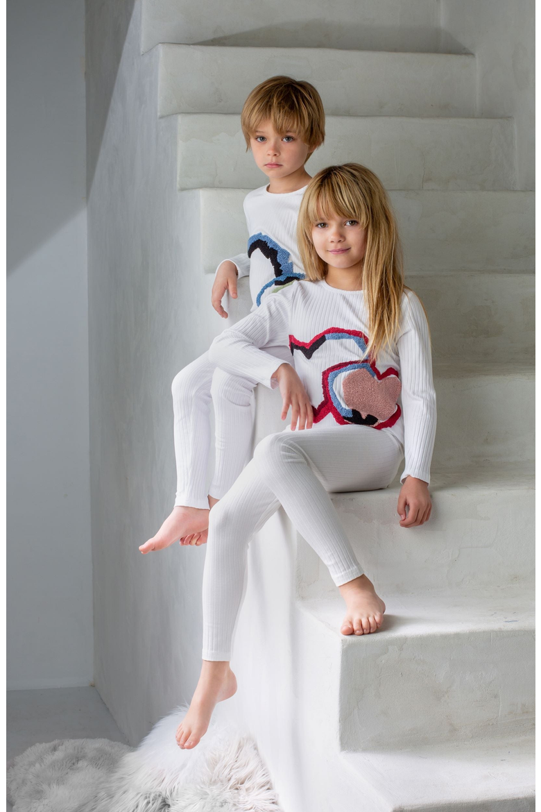 Geometric Circle Loungewear Set, Alternate, color, White / Multi