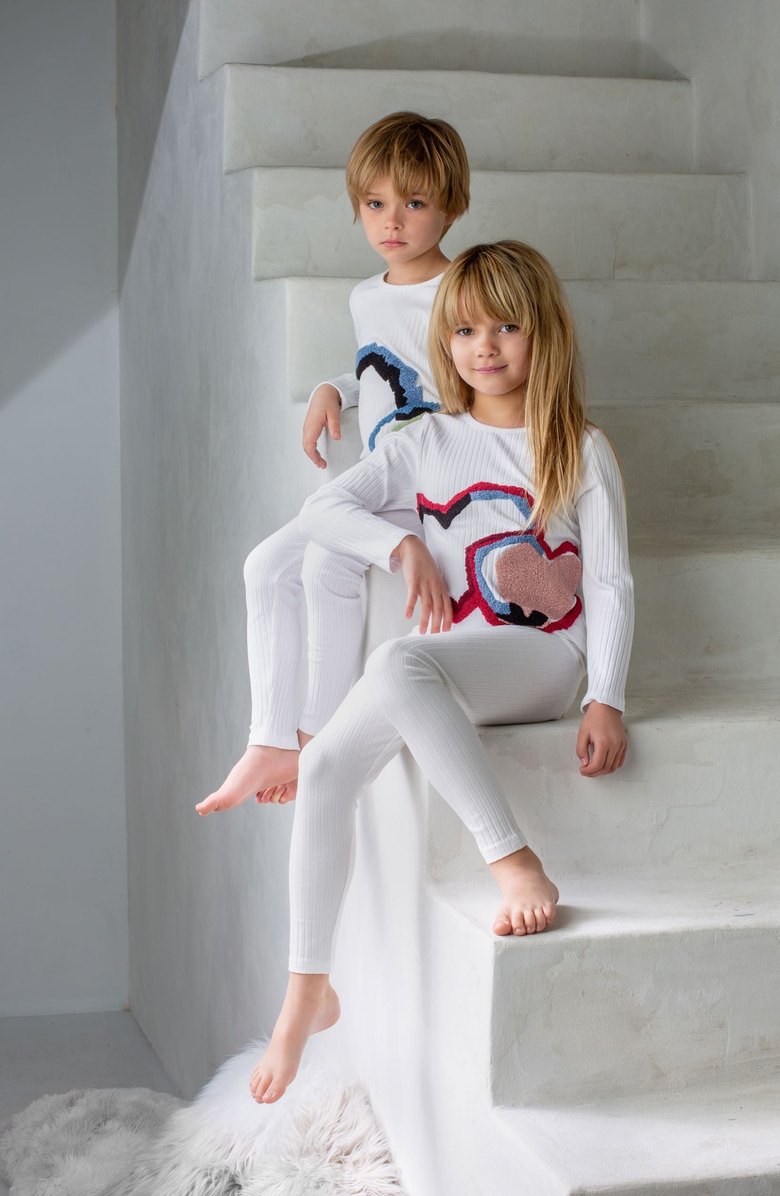 NoggiWear Geometric Circle Loungewear Set, Alternate, color, White / Multi