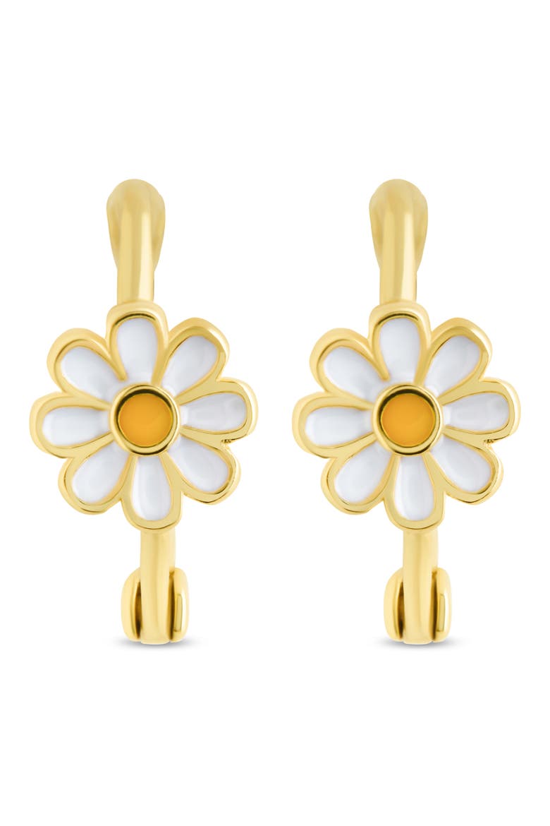 Stella Flower Hoop Earrings, Main, color, GOLD