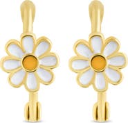 Sterling Forever Stella Flower Hoop Earrings