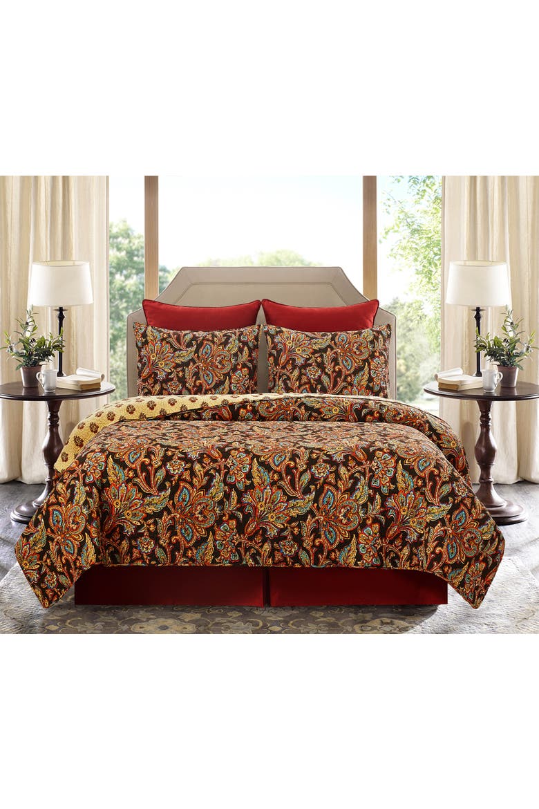 Dorothy Quilt Set All Seasons Bedroom Bedding Machine Washable Reversible Coverlet Décor Decoration, Alternate, color, Red
