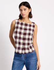 Albaray Gingham Button Top