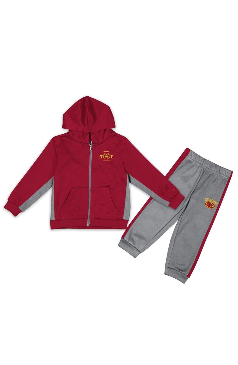 COLOSSEUM Toddler Colosseum Cardinal/Gray Iowa State Cyclones Shark Full-Zip Hoodie Jacket & Pants Set, Alternate, color, 