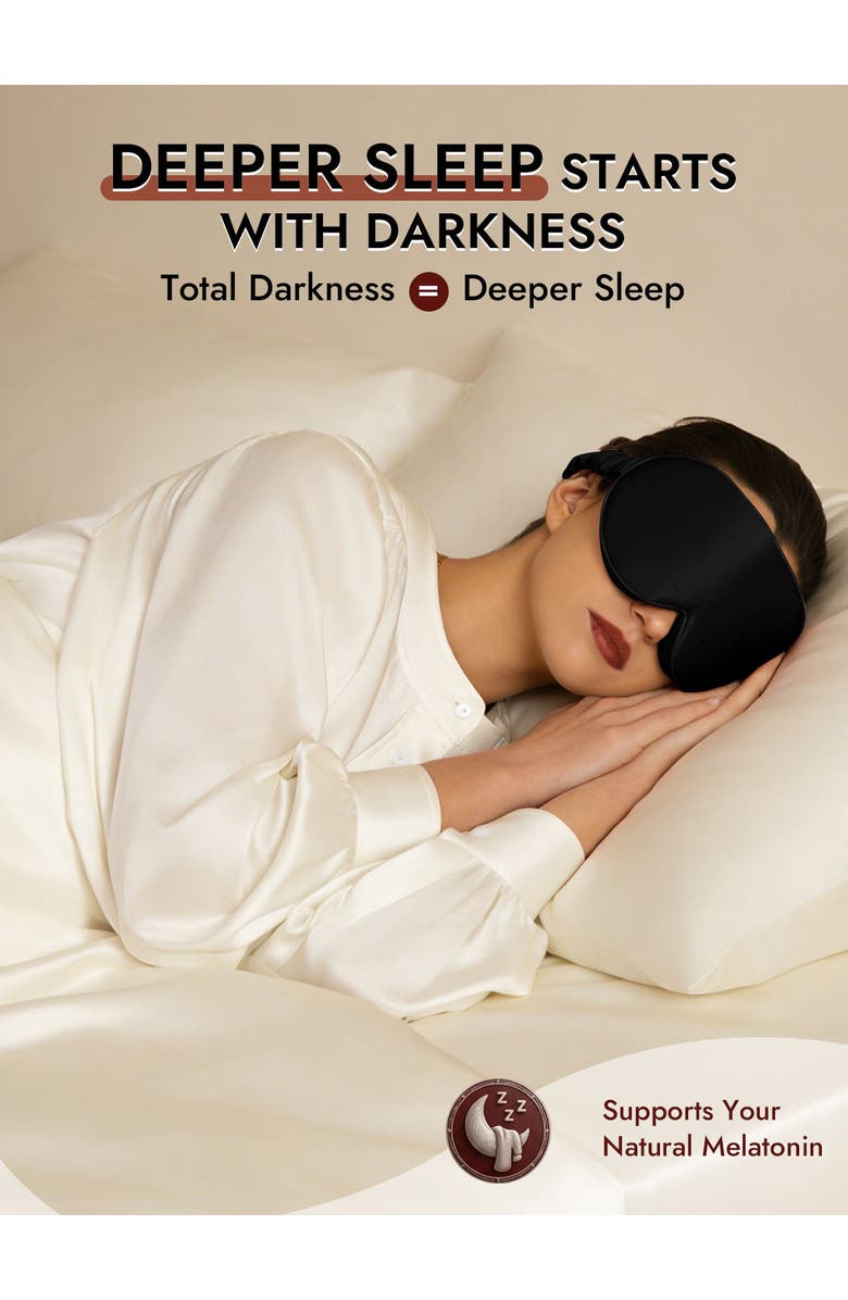 SILKSILKY 22 Momme Pure Silk 3D Adjustable Eye Mask, Alternate, color, Black