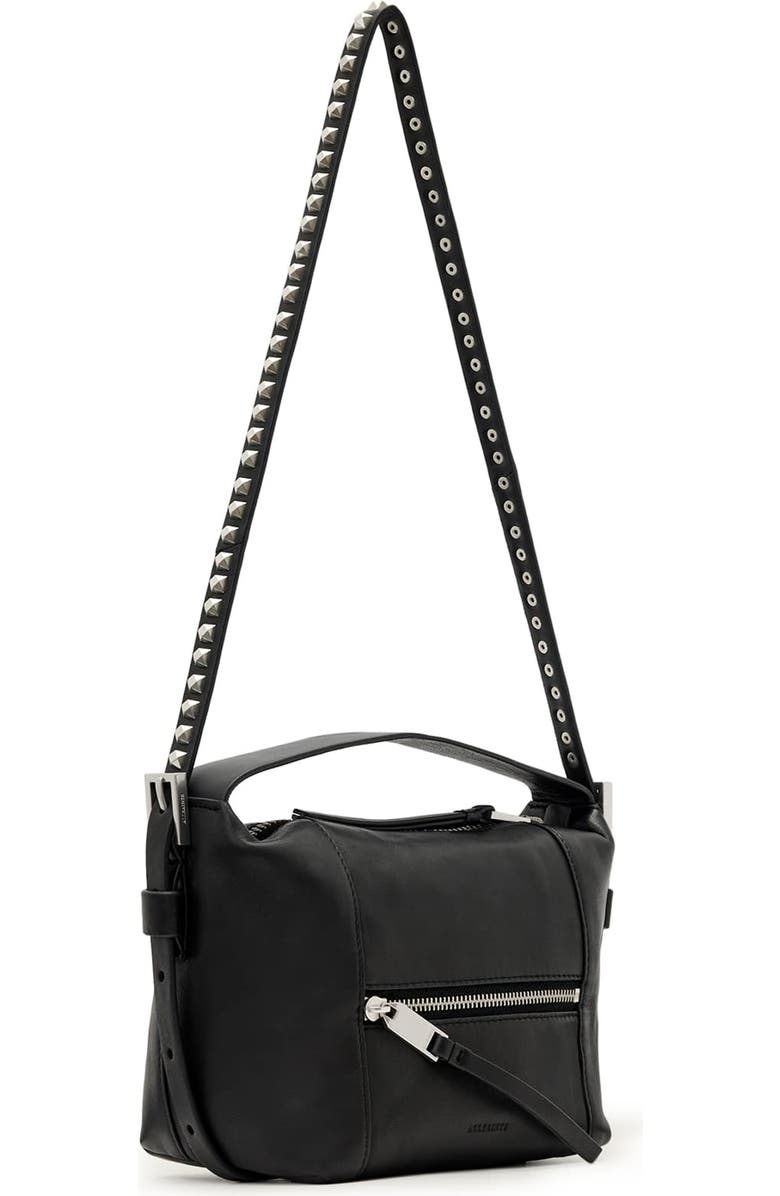 AllSaints Vega Leather Crossbody Bag, Alternate, color, Black