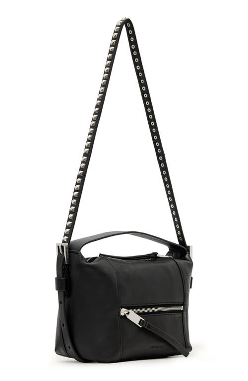Allsaints Vega Embossed Leather Grab Bag In Black