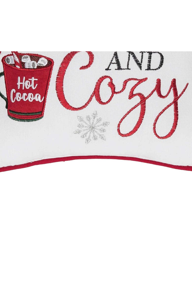 C&F Home Warm and Cozy Cocoa Mug Christmas Pillow, 10" x 10", Alternate, color, Red