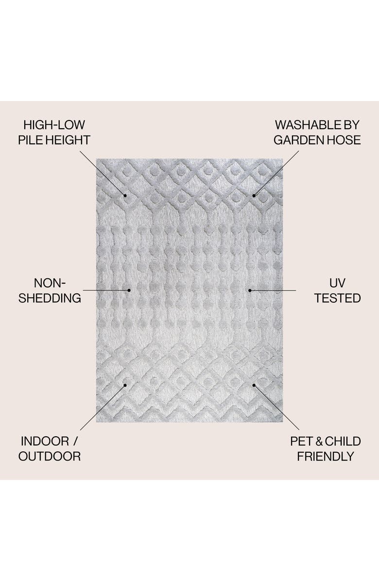 JONATHAN Y Peralta Moroccan Diamond Indoor/Outdoor Area Rug, Alternate, color, Light Gray