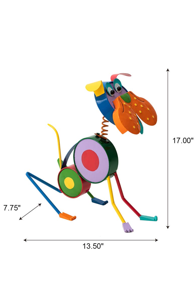 Glitzhome Metal Novelty Puppy or Cat Garden Statues, Alternate, color, Green