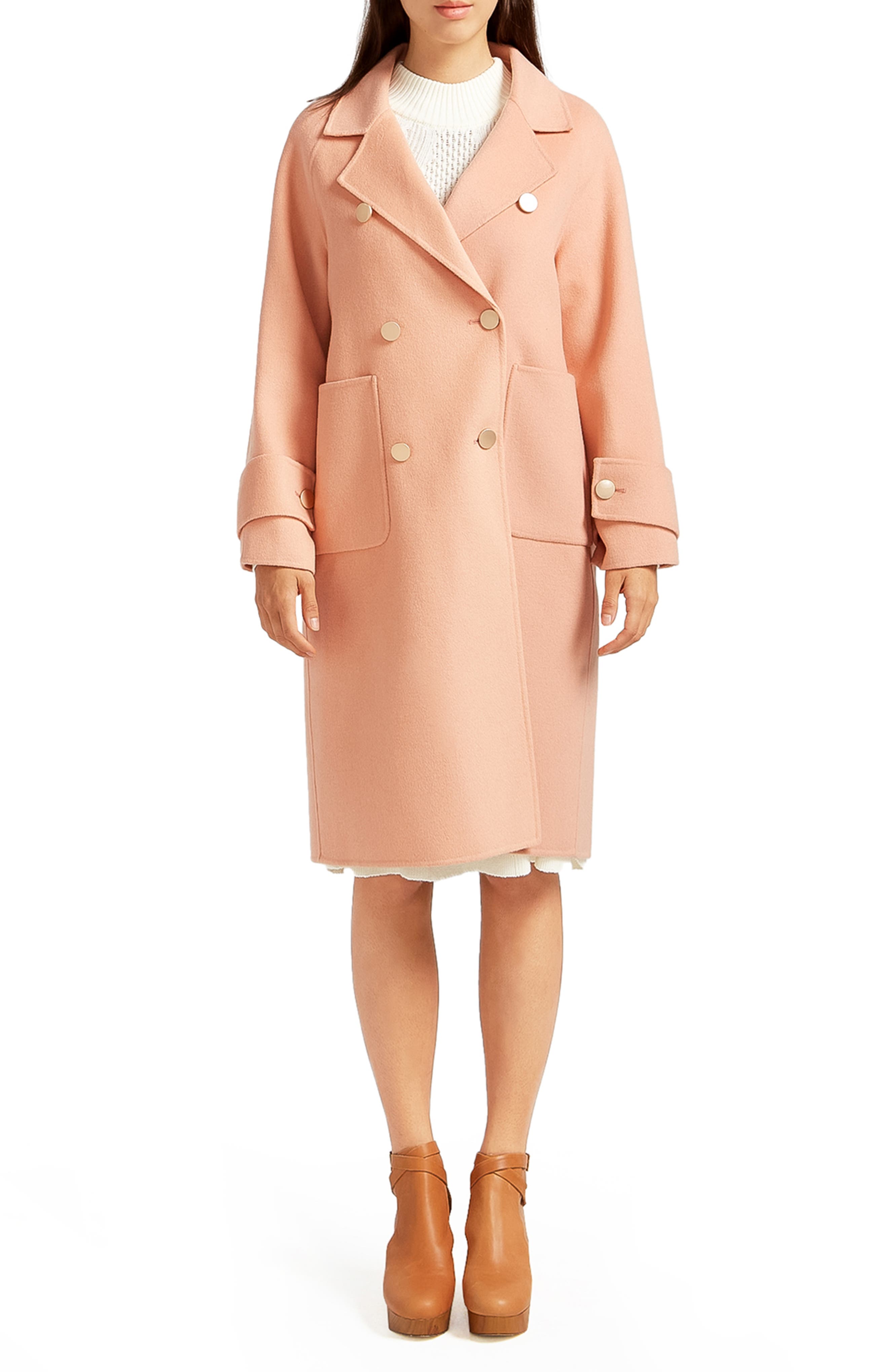 Belle & Bloom Rumour Has It Oversized Wool Blend Coat In Peach Fizz ...