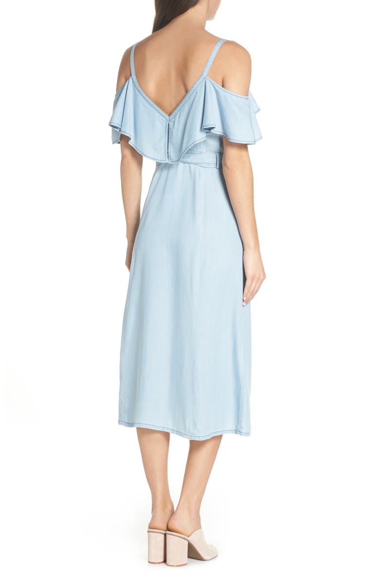 BB Dakota Caite Chambray Cold Shoulder Dress, Alternate, color, CHAMBRAY