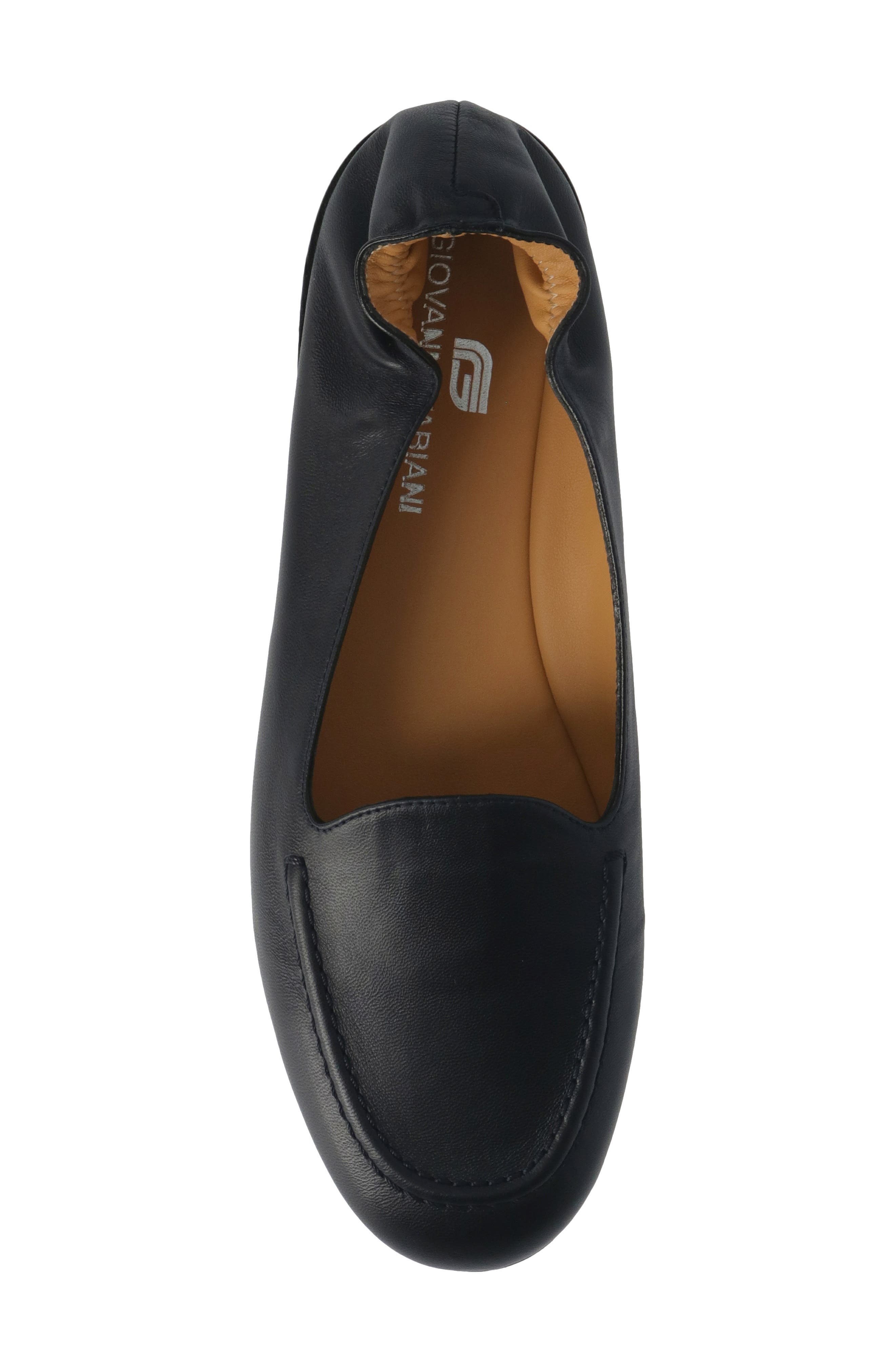 Ruched Leather Loafer, Alternate, color, NAVY