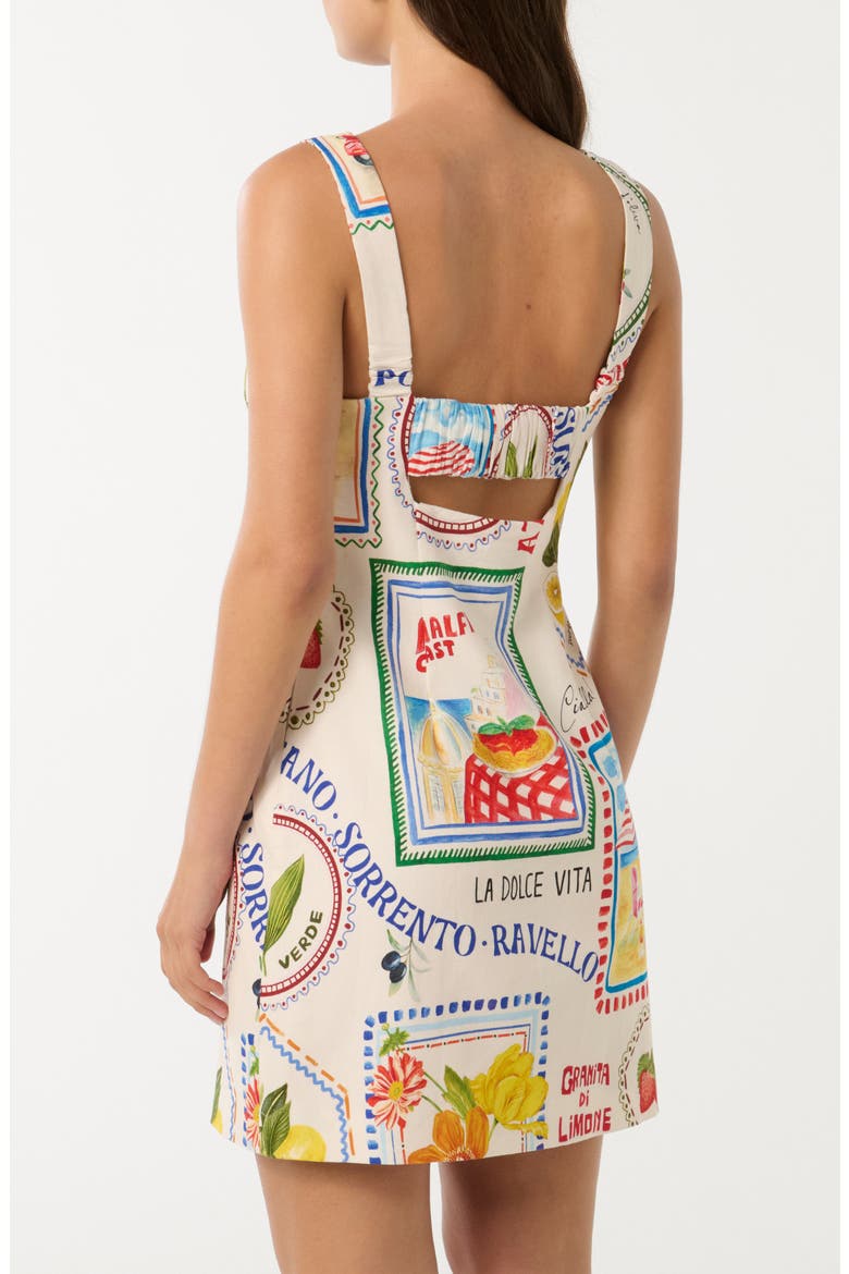 Hadley Cutout Ruched Back Mini Sundress, Alternate, color, AMALFI POSTCARDS