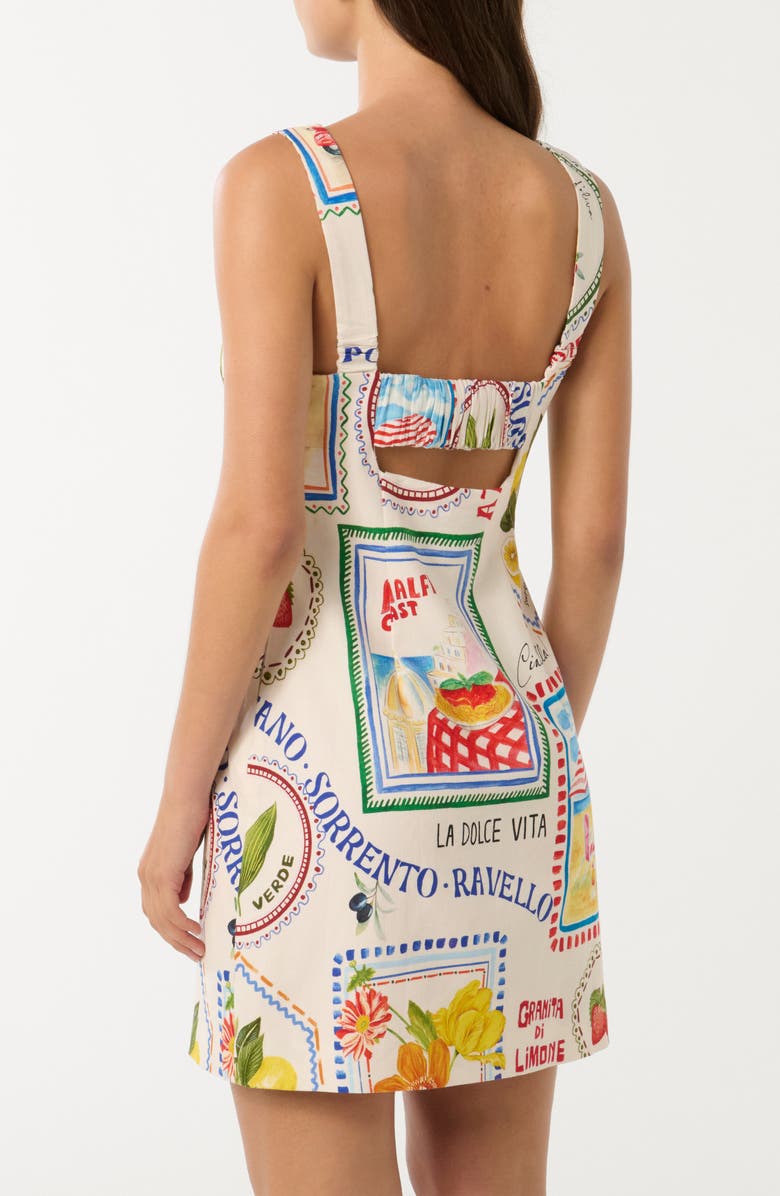 Ever New Hadley Cutout Ruched Back Mini Sundress, Alternate, color, Amalfi Postcards