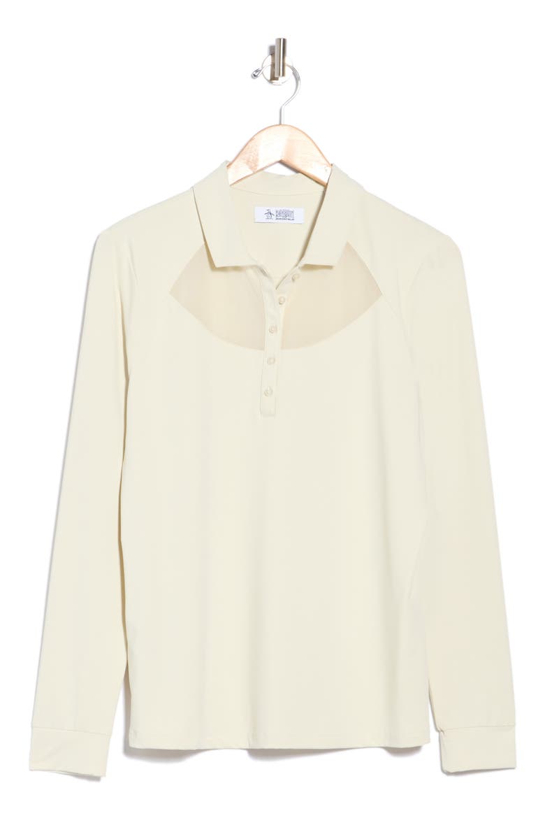 Mesh Yoke Performance Long Sleeve Polo, Main, color, SILVER BIRCH