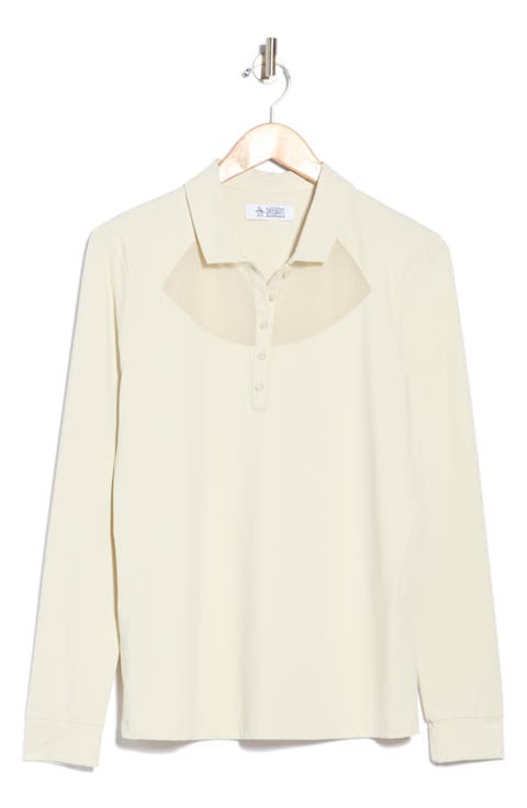 Mesh Yoke Performance Long Sleeve Polo