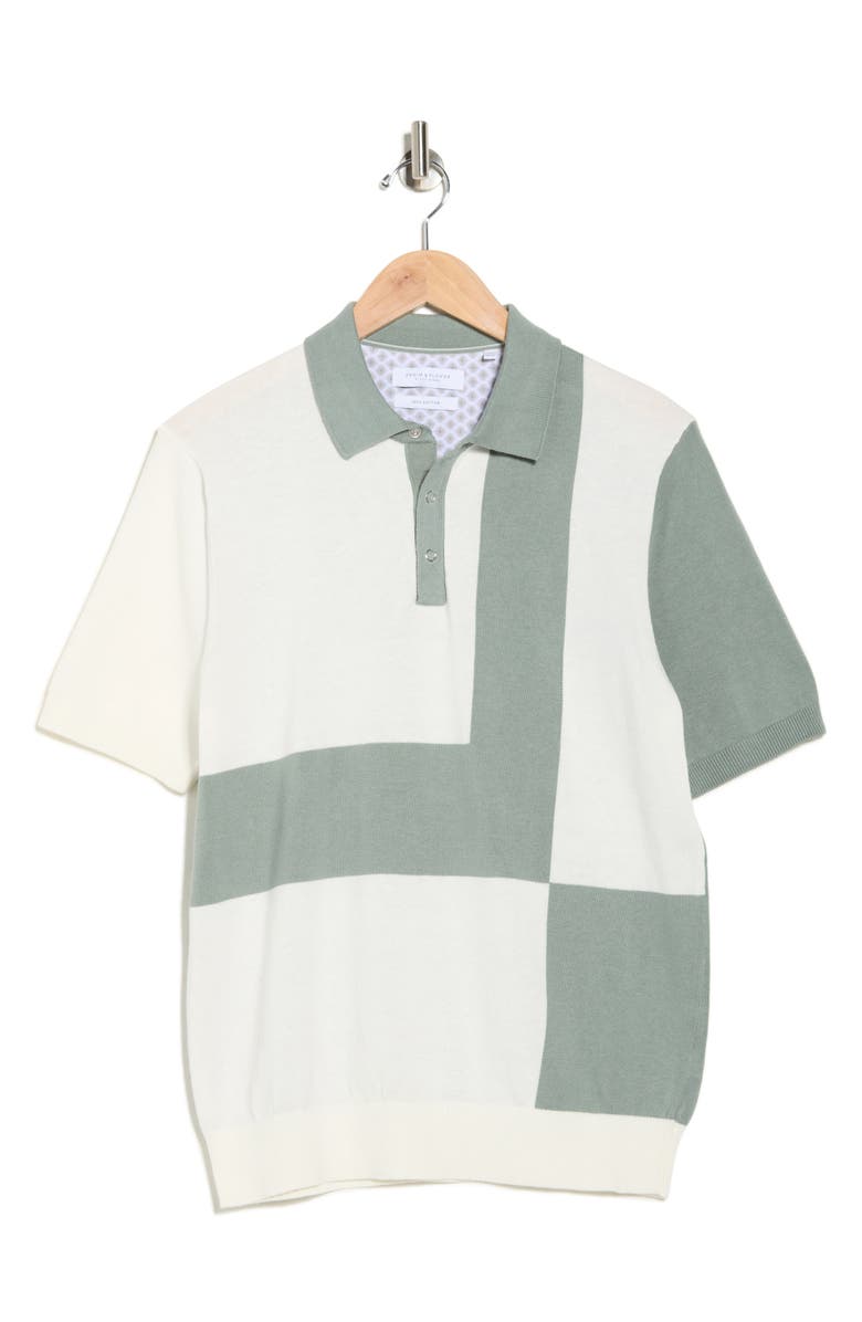 DENIM AND FLOWER Colorblock Cotton Polo Sweater, Alternate, color,