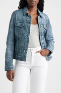 MAURITIUS Jessie Denim Look Leather Trucker Jacket