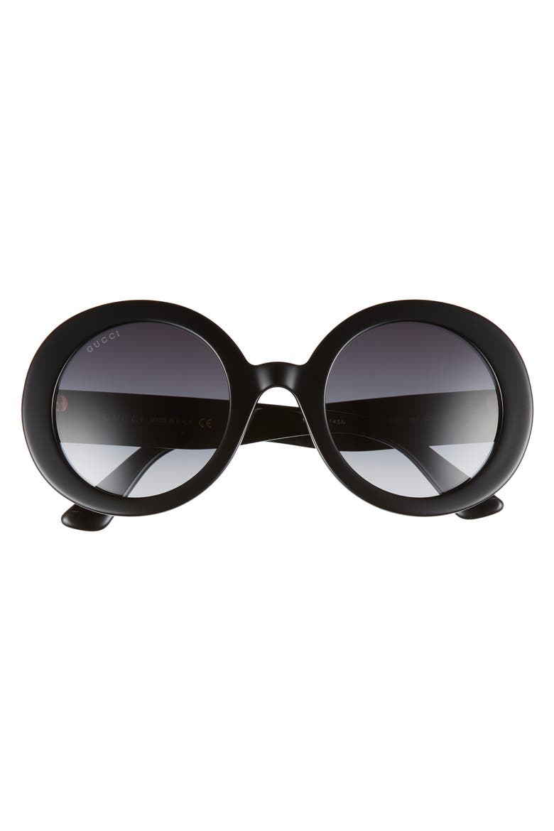 52mm Round Sunglasses, Alternate, color, BLACK