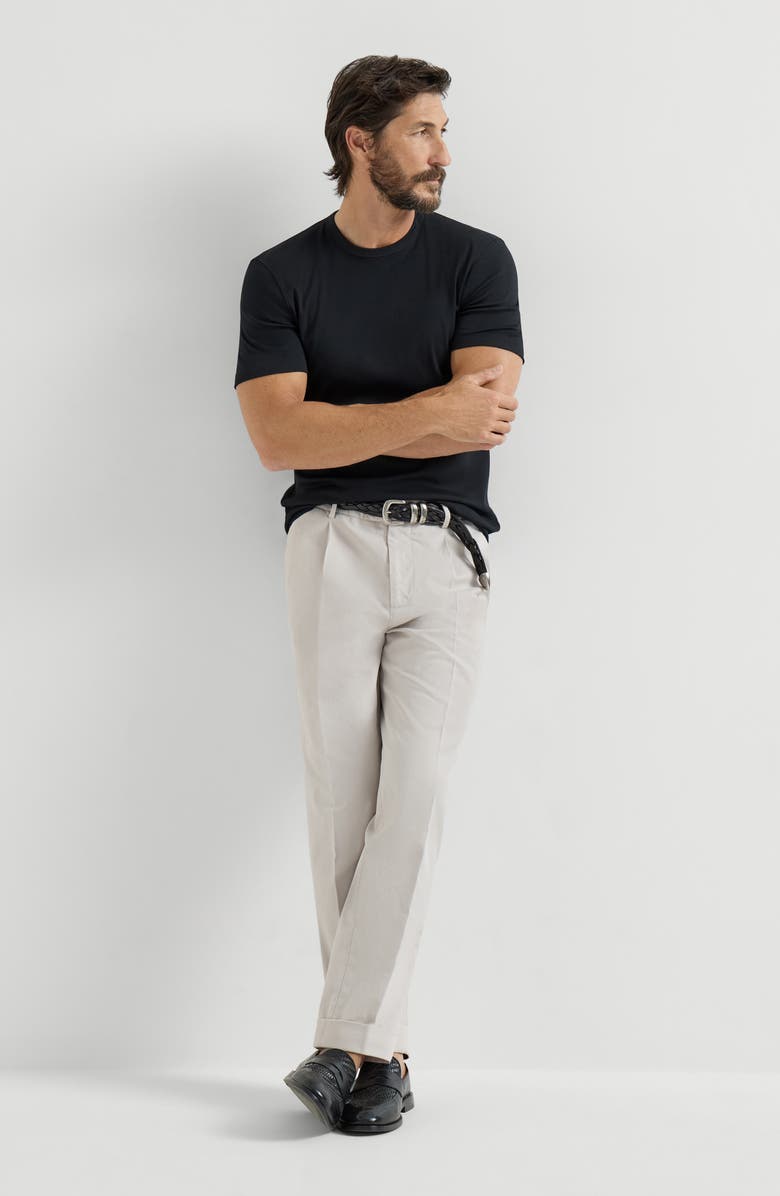 Brunello Cucinelli Gabardine garment dyed trousers, Alternate, color, Panama