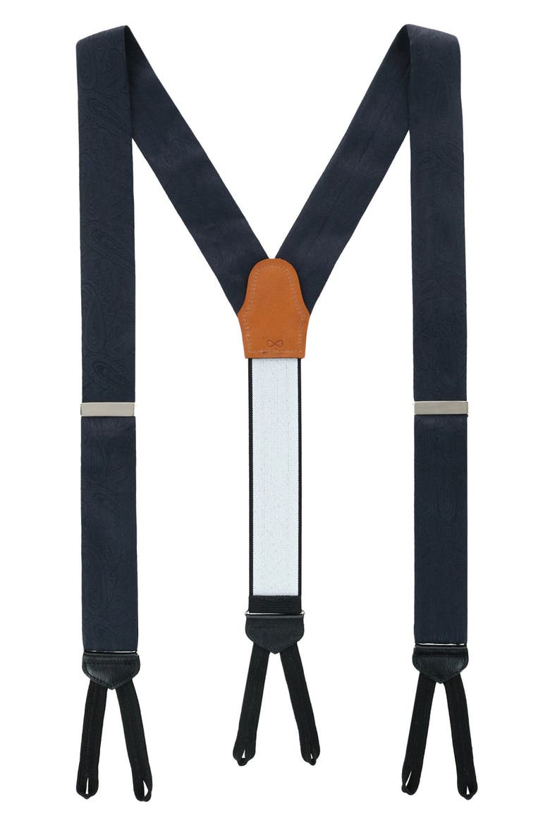Banbury Paisley Silk Suspenders, Main, color, BLACK