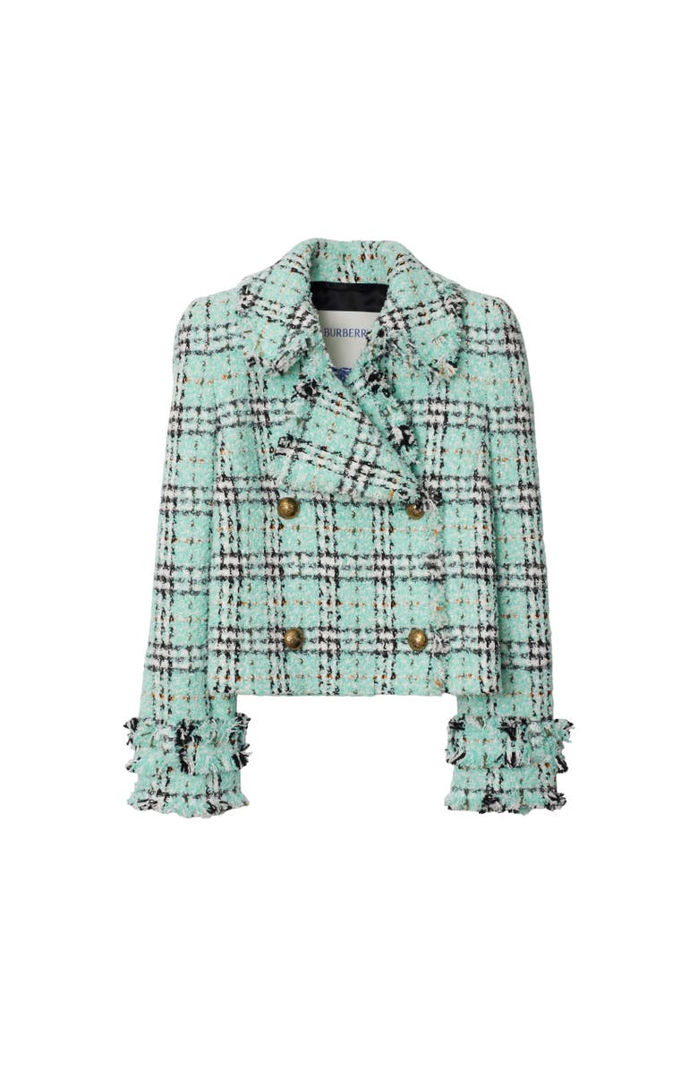 Burberry Check Bouclé Jacket, Alternate, color, Surf