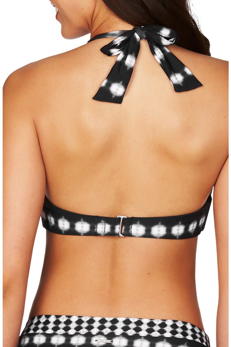 Bandhani Halter Bikini Top, Alternate, color, BLACK