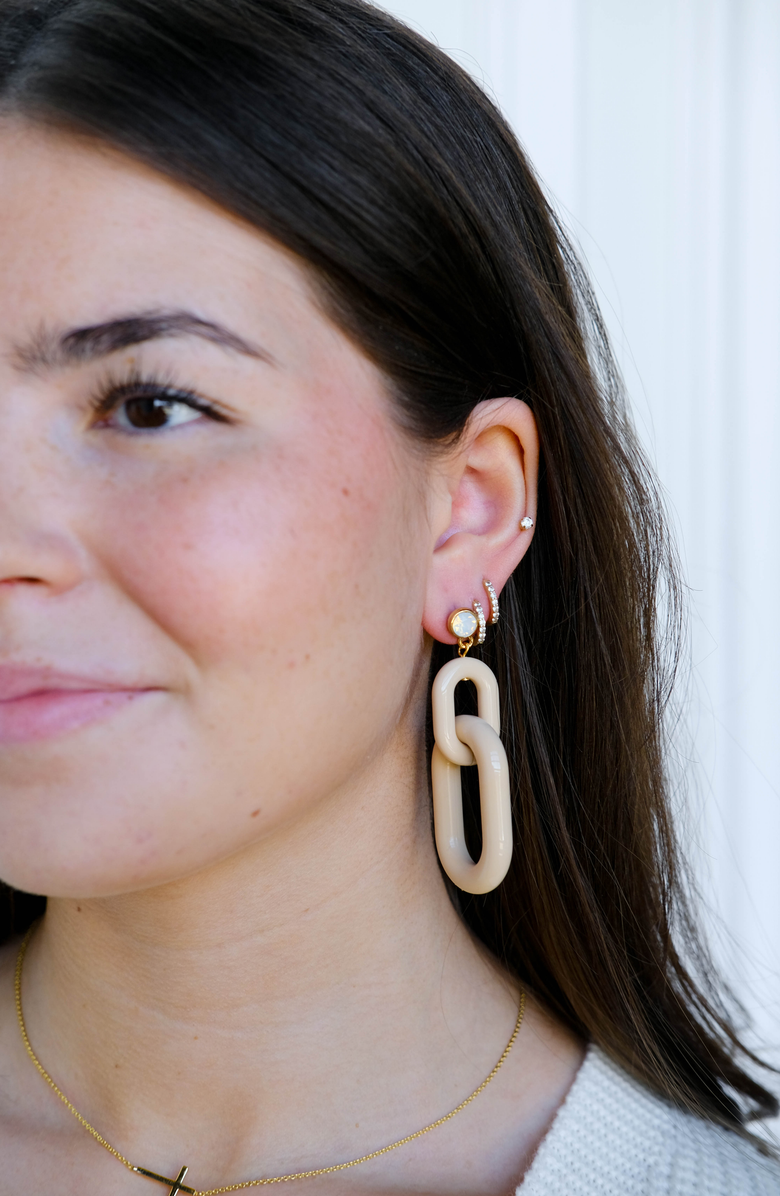 Nickel & Suede Bianca Acrylic Statement Earrings, Alternate, color, Natural Beige