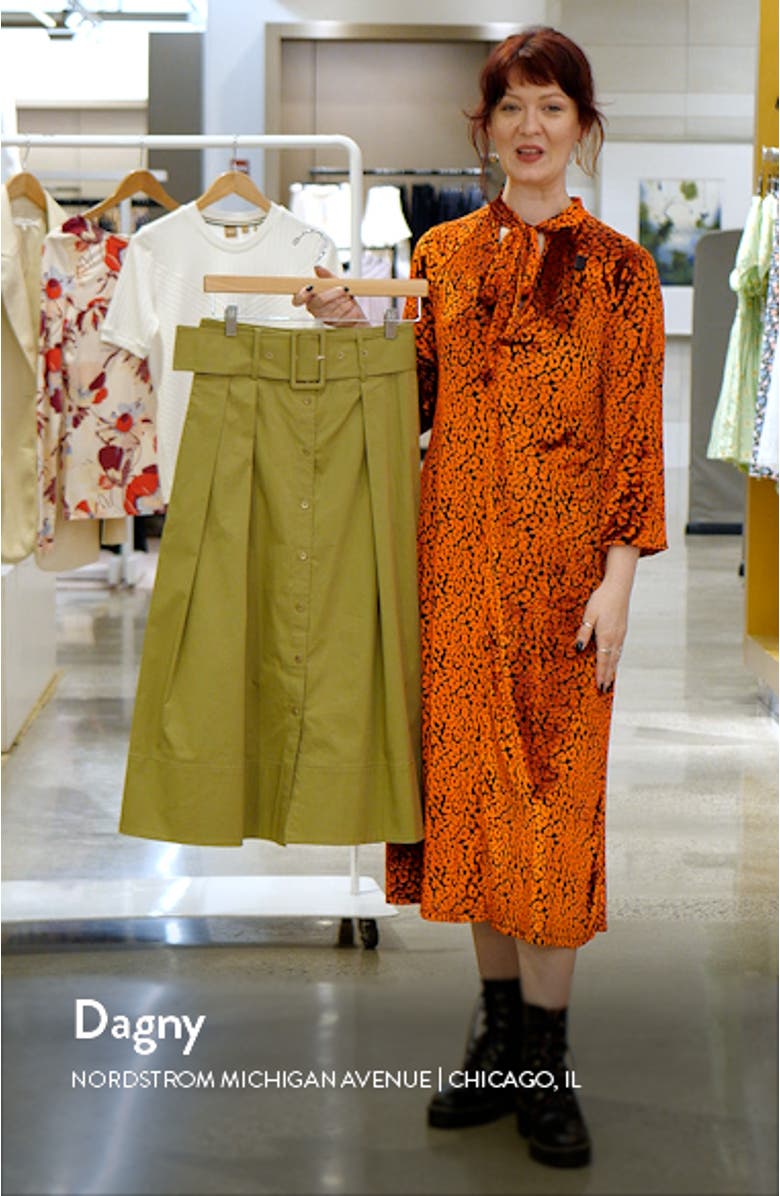 Kingsley A-Line Belted Cotton Skirt, sales video thumbnail
