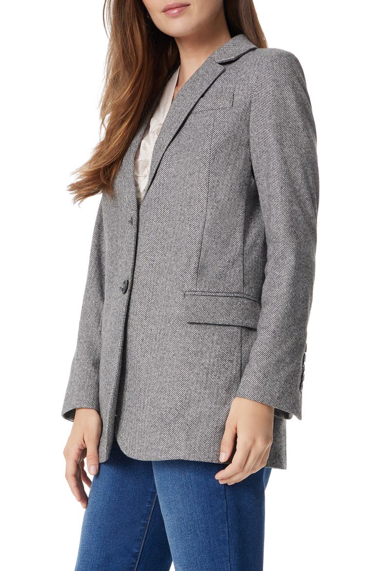 Fallon Slim Herringbone Blazer, Alternate, color, BLACK